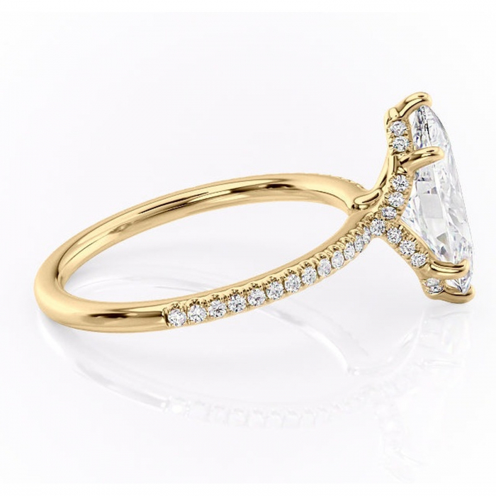 Inel de logodnă Coraline din aur Galben 18kt cu moissanite tăietură marquise – Montură pavé rafinată pentru profil înalt | Personalizează și configurează gratuit online [2]