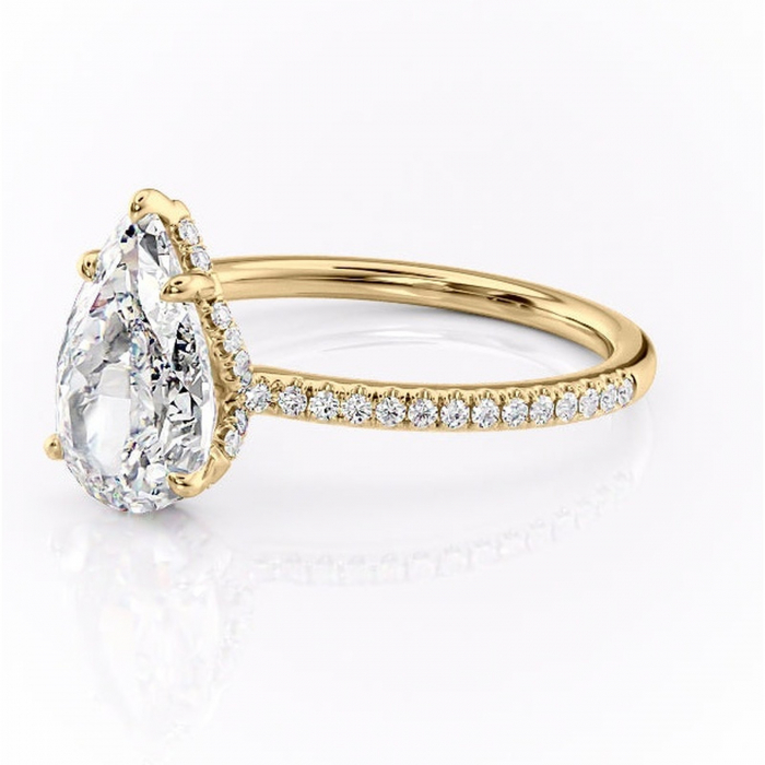 Inel de logodnă Coraline din aur Galben 18kt cu moissanite tăietură pară – Montură pavé rafinată pentru profil înalt | Personalizează și configurează gratuit online [7]