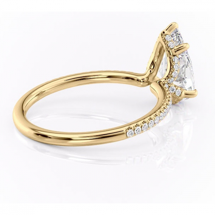 Inel de logodnă Coraline din aur Galben 18kt cu moissanite tăietură pară – Montură pavé rafinată pentru profil înalt | Personalizează și configurează gratuit online [3]