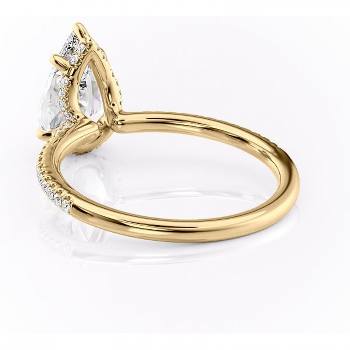 Inel de logodnă Coraline din aur Galben 18kt cu moissanite tăietură pară – Montură pavé rafinată pentru profil înalt | Personalizează și configurează gratuit online [4]