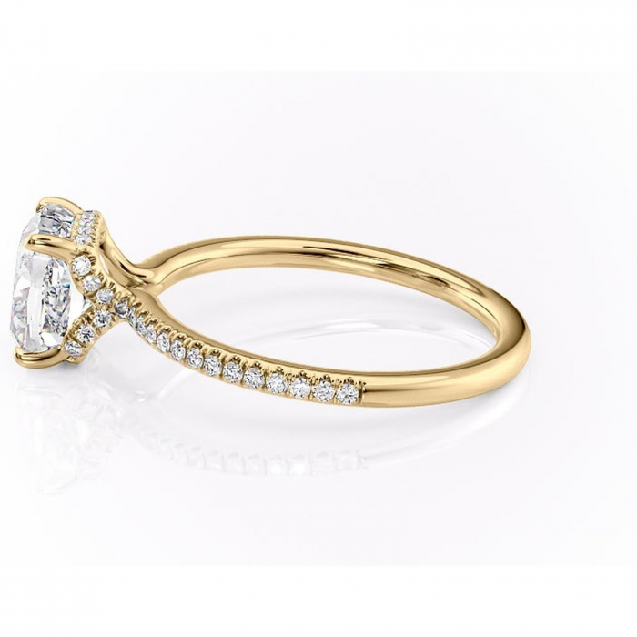 Inel de logodnă Coraline din aur Galben 18kt cu moissanite tăietură pernă – Montură pavé rafinată pentru profil înalt | Personalizează și configurează gratuit online [6]