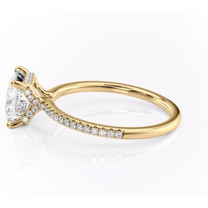 Inel de logodnă Coraline din aur Galben 14kt cu moissanite tăietură princess – Montură pavé rafinată pentru profil înalt | Personalizează și configurează gratuit online [6]