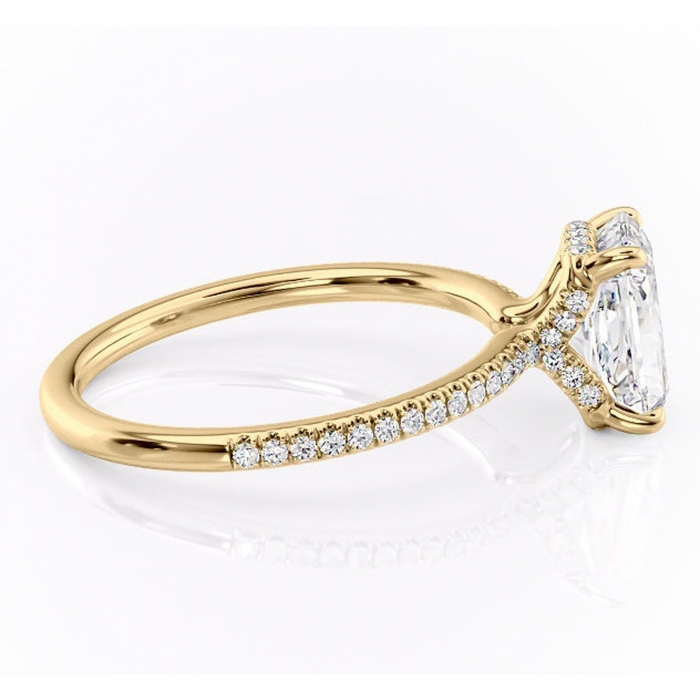 Inel de logodnă Coraline din aur Galben 18kt cu moissanite tăietură radiantă – Montură pavé rafinată pentru profil înalt | Personalizează și configurează gratuit online [2]