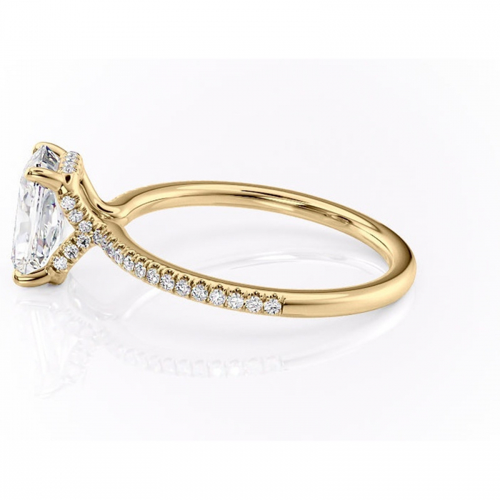 Inel de logodnă Coraline din aur Galben 18kt cu moissanite tăietură radiantă – Montură pavé rafinată pentru profil înalt | Personalizează și configurează gratuit online [6]