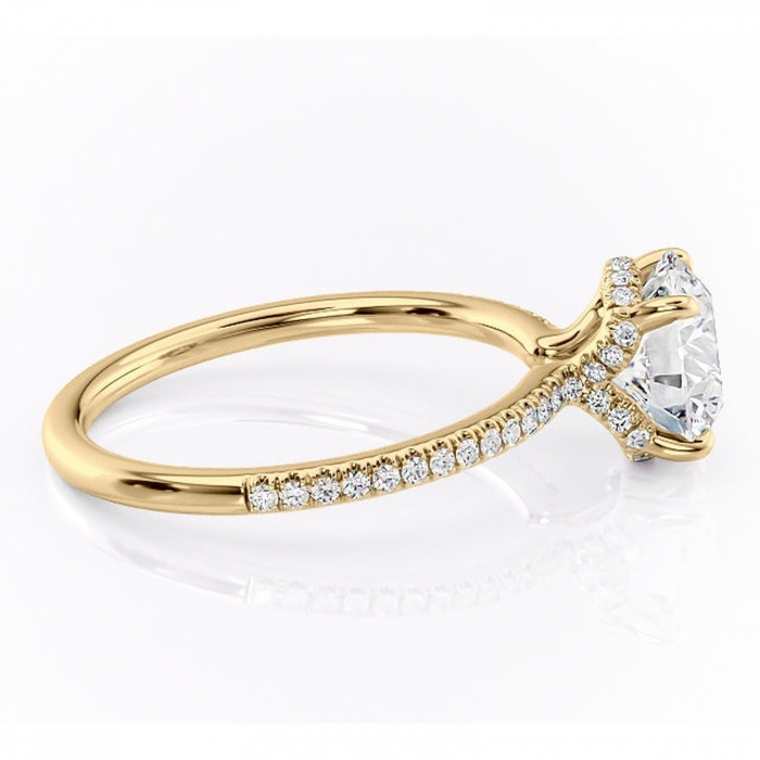 Inel de logodnă Coraline din aur Galben 14kt cu moissanite tăietură rotundă – Montură pavé rafinată pentru profil înalt | Personalizează și configurează gratuit online [2]