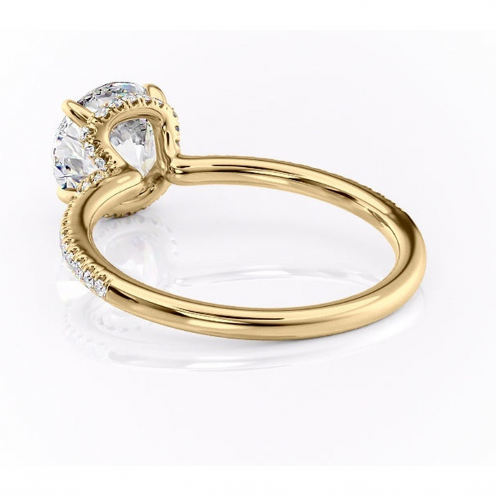 Inel de logodnă Coraline din aur Galben 14kt cu moissanite tăietură rotundă – Montură pavé rafinată pentru profil înalt | Personalizează și configurează gratuit online [4]