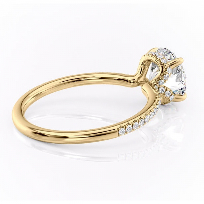 Inel de logodnă Coraline din aur Galben 14kt cu moissanite tăietură rotundă – Montură pavé rafinată pentru profil înalt | Personalizează și configurează gratuit online [3]