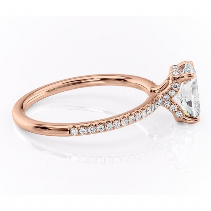 Inel de logodnă Coraline din aur Rose 14kt cu moissanite tăietură asscher – Montură pavé rafinată pentru profil înalt | Personalizează și configurează gratuit online [2]