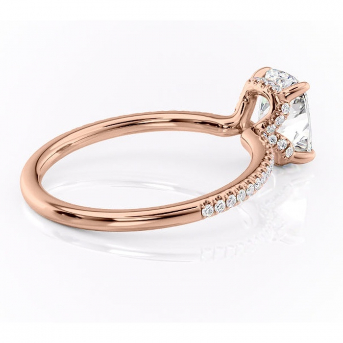 Inel de logodnă Coraline din aur Rose 14kt cu moissanite tăietură asscher – Montură pavé rafinată pentru profil înalt | Personalizează și configurează gratuit online [3]