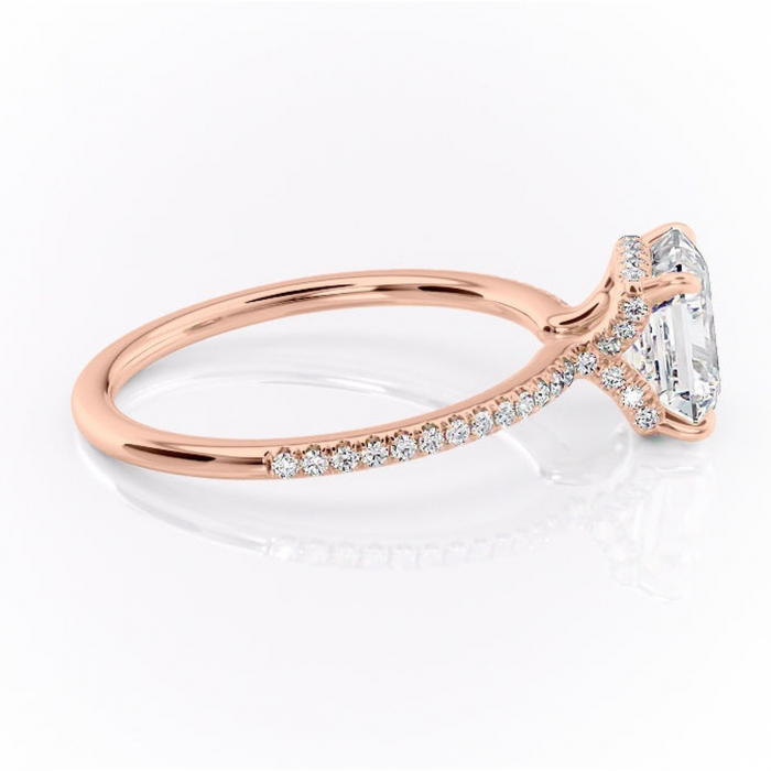Inel de logodnă Coraline din aur Rose 18kt cu moissanite tăietură asscher – Montură pavé rafinată pentru profil înalt | Personalizează și configurează gratuit online [2]