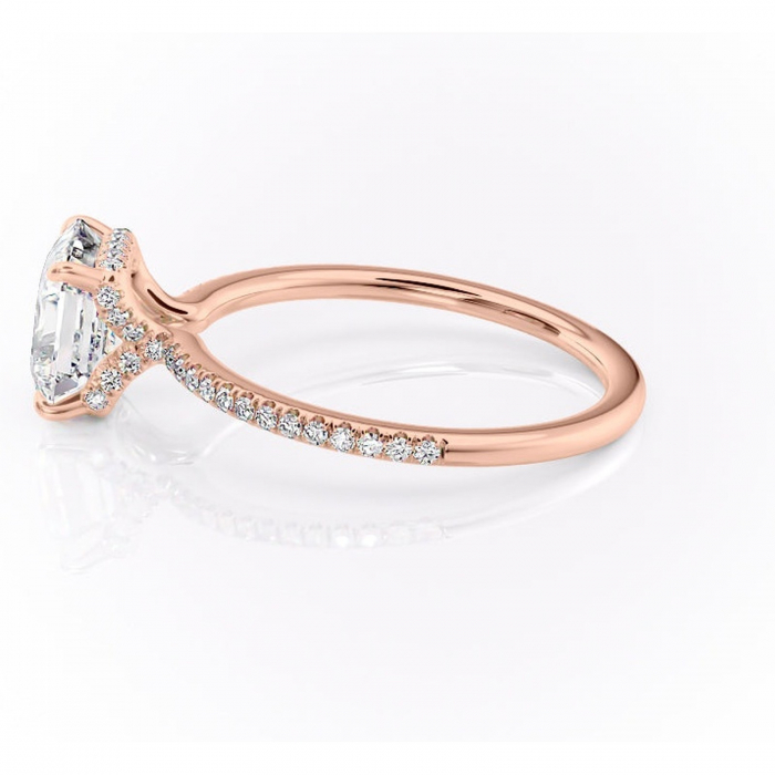 Inel de logodnă Coraline din aur Rose 18kt cu moissanite tăietură asscher – Montură pavé rafinată pentru profil înalt | Personalizează și configurează gratuit online [6]
