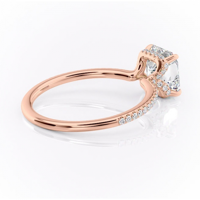 Inel de logodnă Coraline din aur Rose 18kt cu moissanite tăietură asscher – Montură pavé rafinată pentru profil înalt | Personalizează și configurează gratuit online [3]