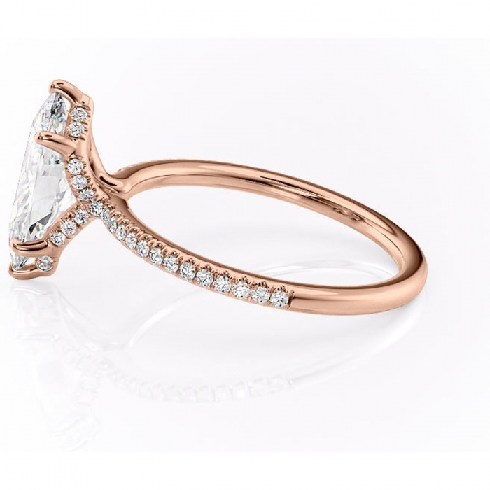 Inel de logodnă Coraline din aur Rose 14kt cu moissanite tăietură marquise – Montură pavé rafinată pentru profil înalt | Personalizează și configurează gratuit online [6]