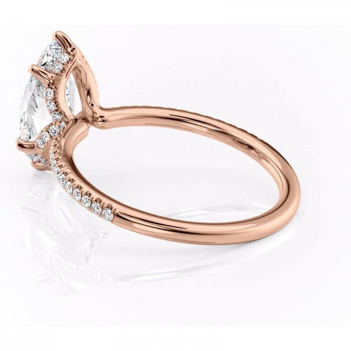 Inel de logodnă Coraline din aur Rose 14kt cu moissanite tăietură marquise – Montură pavé rafinată pentru profil înalt | Personalizează și configurează gratuit online [5]