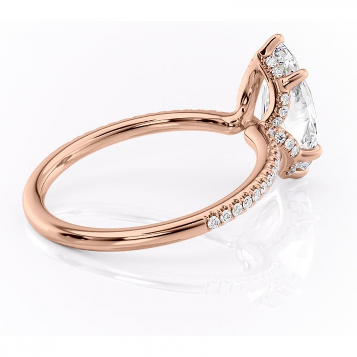 Inel de logodnă Coraline din aur Rose 14kt cu moissanite tăietură marquise – Montură pavé rafinată pentru profil înalt | Personalizează și configurează gratuit online [3]