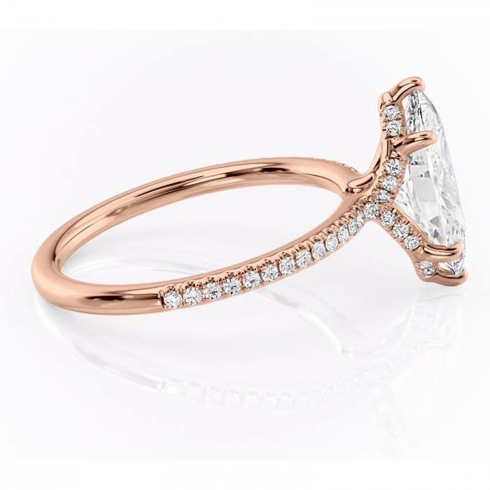 Inel de logodnă Coraline din aur Rose 14kt cu moissanite tăietură marquise – Montură pavé rafinată pentru profil înalt | Personalizează și configurează gratuit online [2]