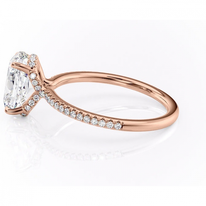 Inel de logodnă Coraline din aur Rose 18kt cu moissanite tăietură ovală – Montură pavé rafinată pentru profil înalt | Personalizează și configurează gratuit online [6]