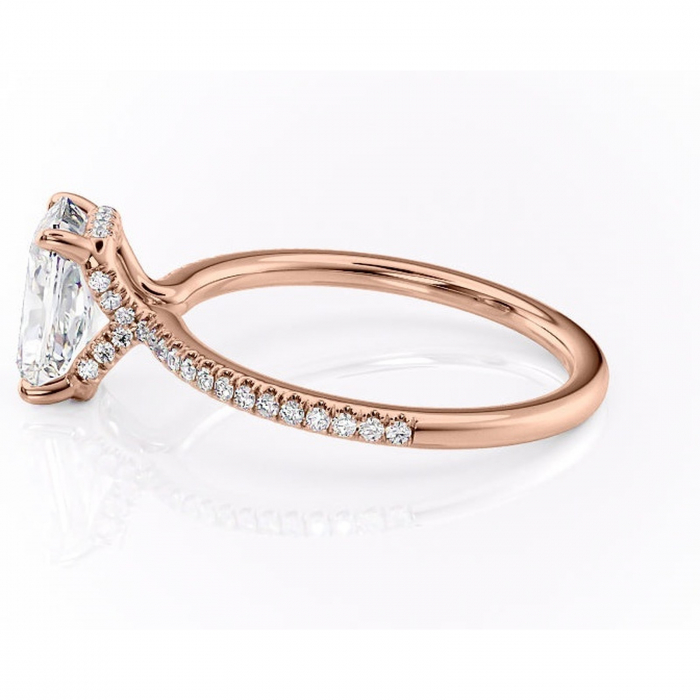 Inel de logodnă Coraline din aur Rose 14kt cu moissanite tăietură radiantă – Montură pavé rafinată pentru profil înalt | Personalizează și configurează gratuit online [6]