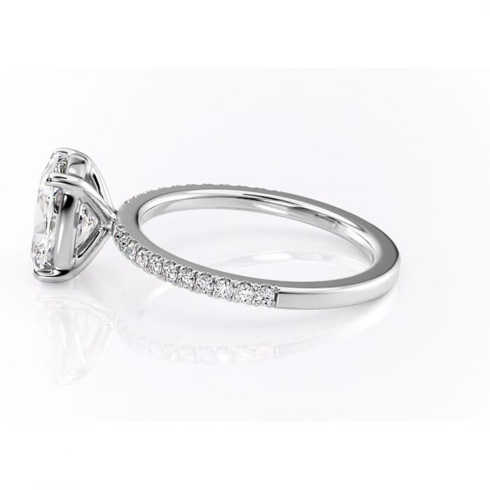 Inel de logodnă Cordelia din aur Alb 14kt cu moissanite tăietură pernă – Profil pătrat rafinată pentru profil înalt | Personalizează și configurează gratuit online [6]