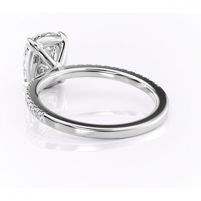 Inel de logodnă Cordelia din aur Alb 14kt cu moissanite tăietură pernă – Profil pătrat rafinată pentru profil înalt | Personalizează și configurează gratuit online [4]