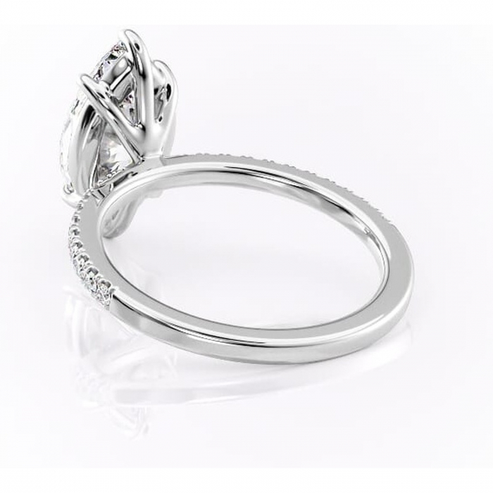 Inel de logodnă Cordelia din aur Alb 14kt cu moissanite tăietură marquise – Profil pătrat rafinată pentru profil înalt | Personalizează și configurează gratuit online [4]