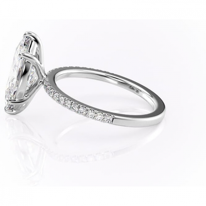 Inel de logodnă Cordelia din aur Alb 14kt cu moissanite tăietură marquise – Profil pătrat rafinată pentru profil înalt | Personalizează și configurează gratuit online [6]