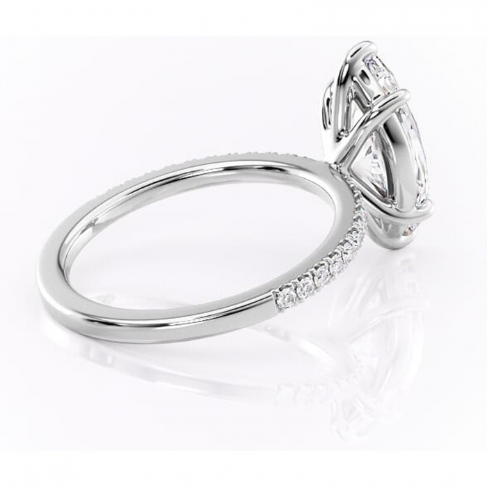 Inel de logodnă Cordelia din aur Alb 14kt cu moissanite tăietură marquise – Profil pătrat rafinată pentru profil înalt | Personalizează și configurează gratuit online [3]