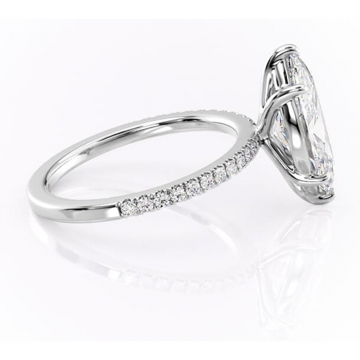 Inel de logodnă Cordelia din aur Alb 14kt cu moissanite tăietură marquise – Profil pătrat rafinată pentru profil înalt | Personalizează și configurează gratuit online [2]