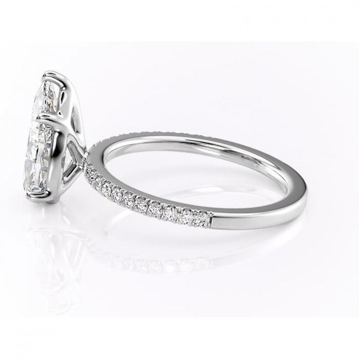 Inel de logodnă Cordelia din aur Alb 14kt cu moissanite tăietură pară – Profil pătrat rafinată pentru profil înalt | Personalizează și configurează gratuit online [6]