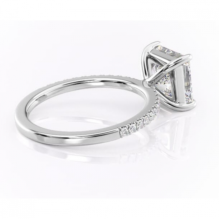 Inel de logodnă Cordelia din aur Alb 18kt cu moissanite tăietură princess – Profil pătrat rafinată pentru profil înalt | Personalizează și configurează gratuit online [3]