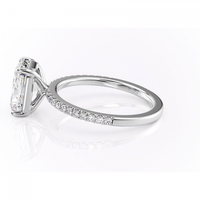 Inel de logodnă Cordelia din aur Alb 14kt cu moissanite tăietură radiantă – Profil pătrat rafinată pentru profil înalt | Personalizează și configurează gratuit online [6]