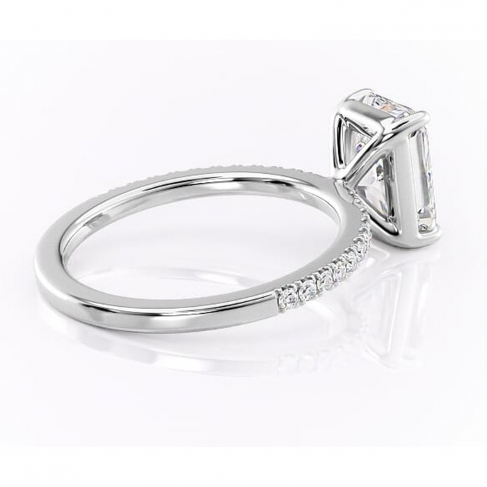 Inel de logodnă Cordelia din aur Alb 14kt cu moissanite tăietură radiantă – Profil pătrat rafinată pentru profil înalt | Personalizează și configurează gratuit online [3]