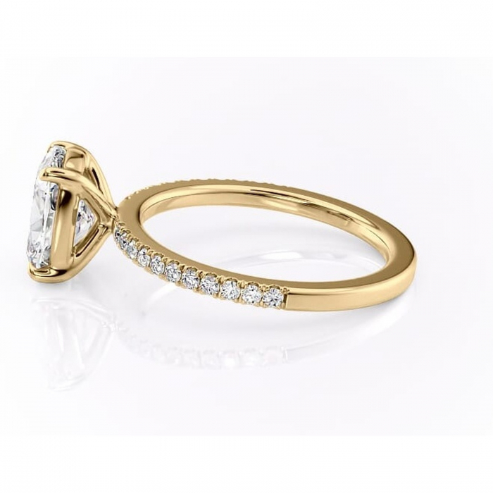 Inel de logodnă Cordelia din aur Galben 14kt cu moissanite tăietură pernă – Profil pătrat rafinată pentru profil înalt | Personalizează și configurează gratuit online [6]