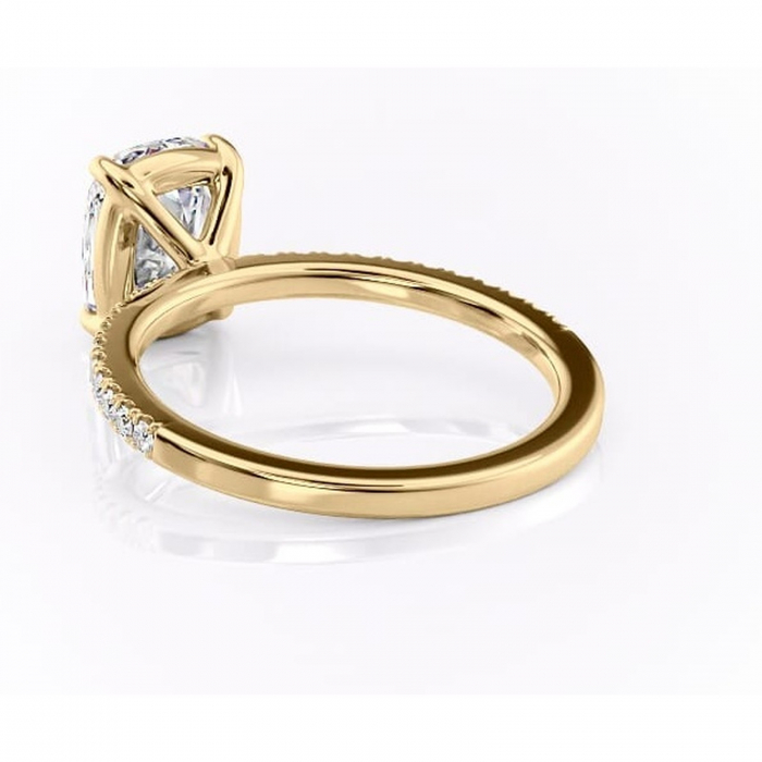 Inel de logodnă Cordelia din aur Galben 14kt cu moissanite tăietură pernă – Profil pătrat rafinată pentru profil înalt | Personalizează și configurează gratuit online [4]