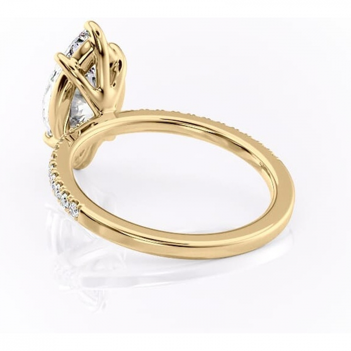 Inel de logodnă Cordelia din aur Galben 14kt cu moissanite tăietură marquise – Profil pătrat rafinată pentru profil înalt | Personalizează și configurează gratuit online [4]