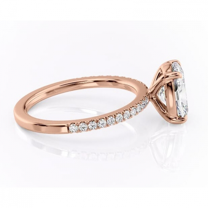 Inel de logodnă Cordelia din aur Rose 14kt cu moissanite tăietură pernă – Profil pătrat rafinată pentru profil înalt | Personalizează și configurează gratuit online [2]