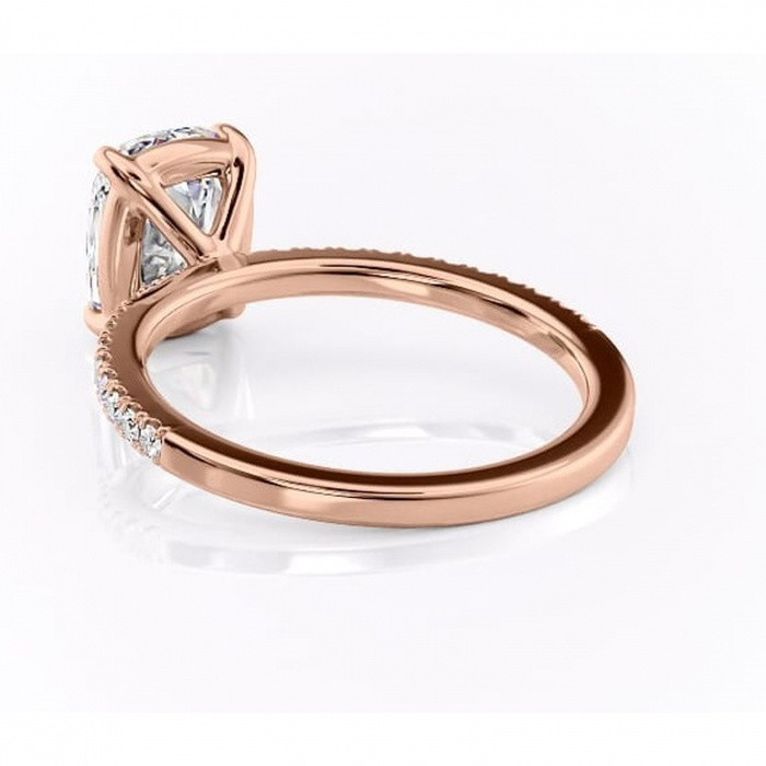Inel de logodnă Cordelia din aur Rose 14kt cu moissanite tăietură pernă – Profil pătrat rafinată pentru profil înalt | Personalizează și configurează gratuit online [4]