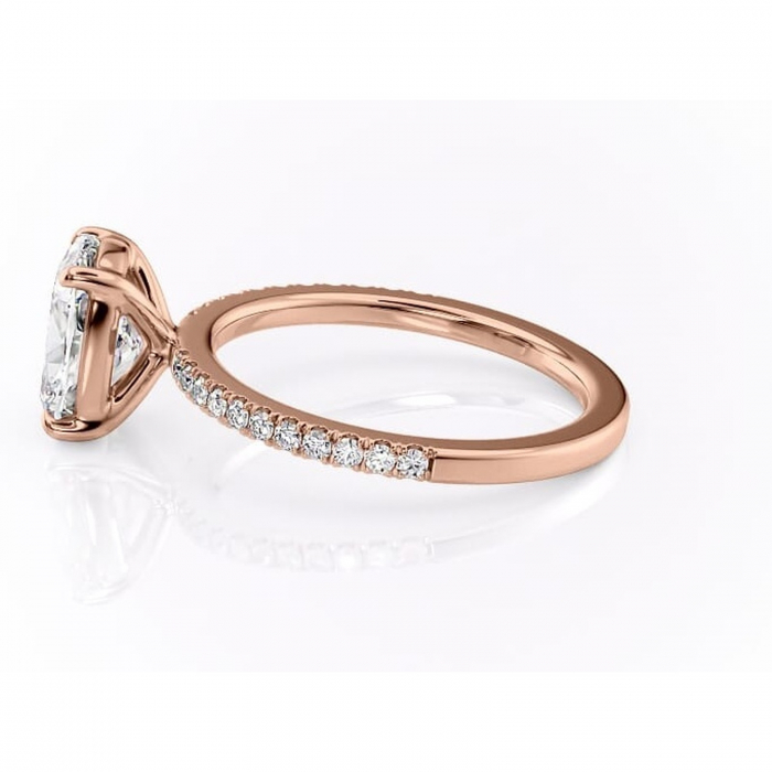 Inel de logodnă Cordelia din aur Rose 14kt cu moissanite tăietură pernă – Profil pătrat rafinată pentru profil înalt | Personalizează și configurează gratuit online [6]