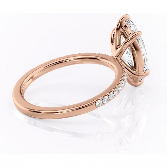 Inel de logodnă Cordelia din aur Rose 14kt cu moissanite tăietură marquise – Profil pătrat rafinată pentru profil înalt | Personalizează și configurează gratuit online [3]