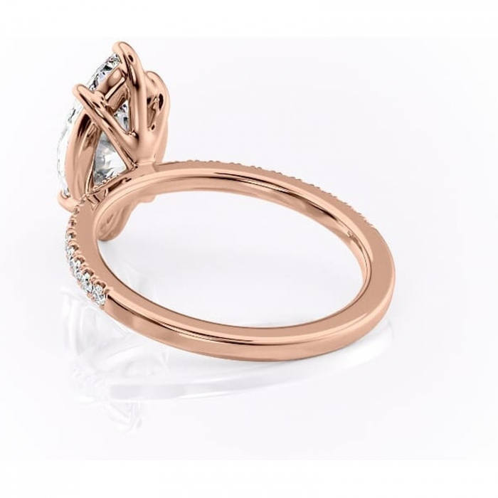 Inel de logodnă Cordelia din aur Rose 14kt cu moissanite tăietură marquise – Profil pătrat rafinată pentru profil înalt | Personalizează și configurează gratuit online [4]