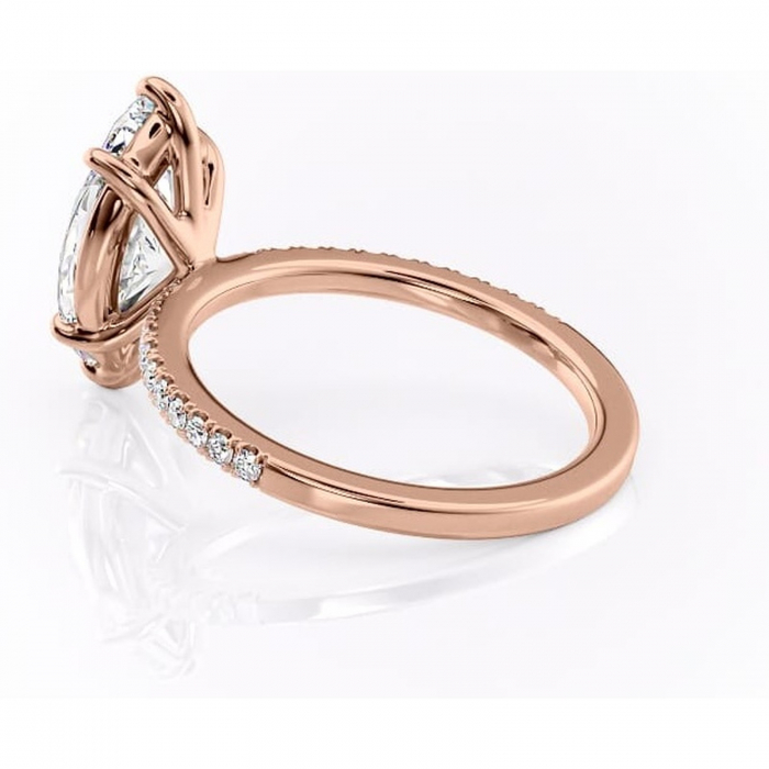 Inel de logodnă Cordelia din aur Rose 14kt cu moissanite tăietură marquise – Profil pătrat rafinată pentru profil înalt | Personalizează și configurează gratuit online [5]