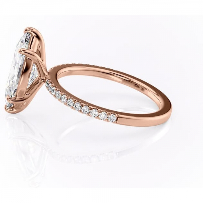 Inel de logodnă Cordelia din aur Rose 14kt cu moissanite tăietură marquise – Profil pătrat rafinată pentru profil înalt | Personalizează și configurează gratuit online [6]