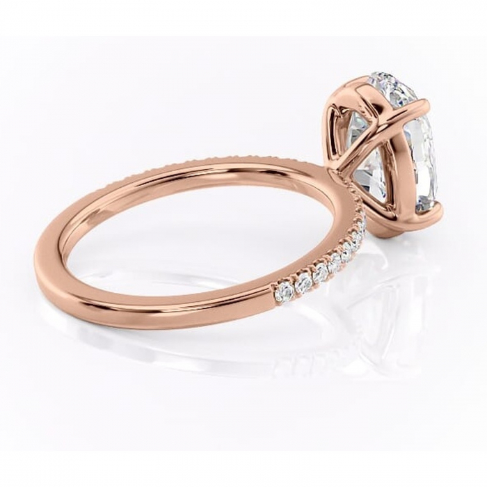 Inel de logodnă Cordelia din aur Rose 14kt cu moissanite tăietură ovală – Profil pătrat rafinată pentru profil înalt | Personalizează și configurează gratuit online [3]