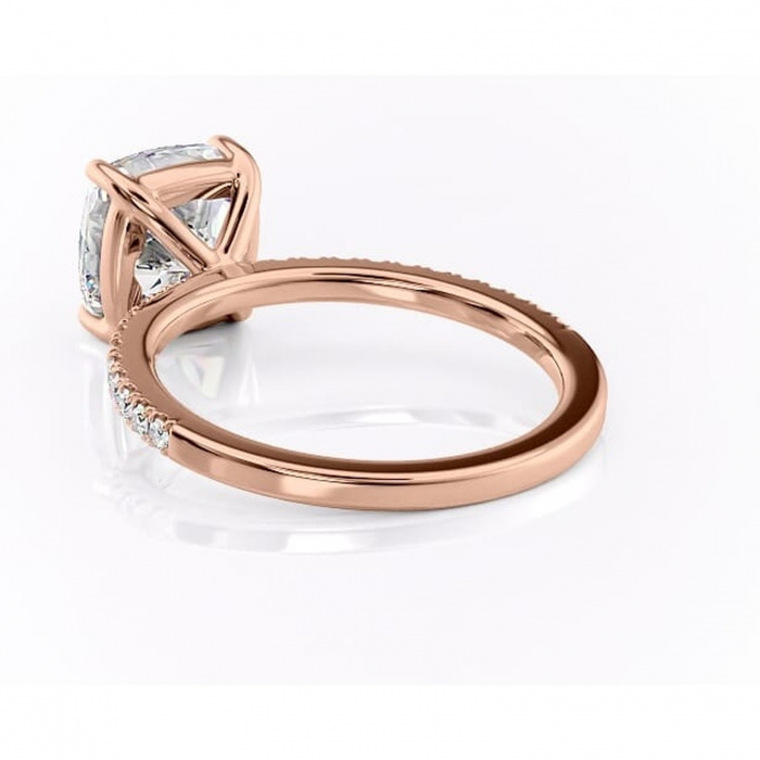 Inel de logodnă Cordelia din aur Rose 14kt cu moissanite tăietură pernă – Profil pătrat rafinată pentru profil înalt | Personalizează și configurează gratuit online [4]