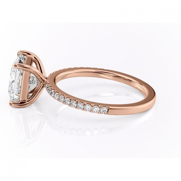 Inel de logodnă Cordelia din aur Rose 18kt cu moissanite tăietură princess – Profil pătrat rafinată pentru profil înalt | Personalizează și configurează gratuit online [6]