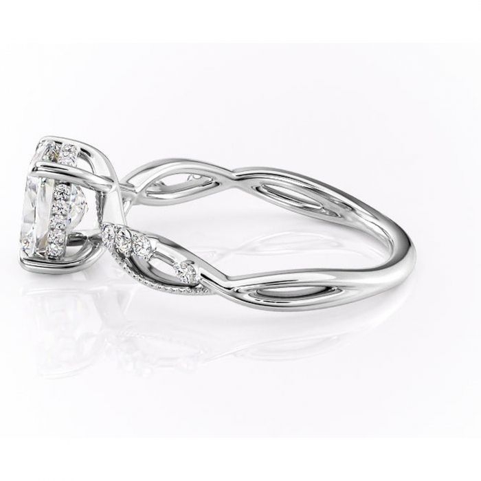 Inel de logodnă Crystal din aur Alb 14kt cu moissanite tăietură asscher – Pietre laterale rafinată pentru profil mediu | Personalizează și configurează gratuit online [6]