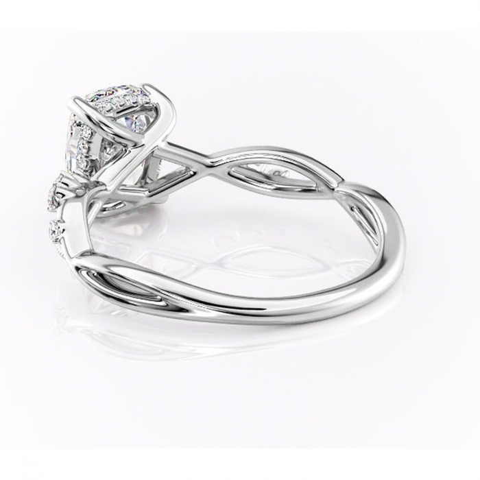 Inel de logodnă Crystal din aur Alb 14kt cu moissanite tăietură asscher – Pietre laterale rafinată pentru profil mediu | Personalizează și configurează gratuit online [4]