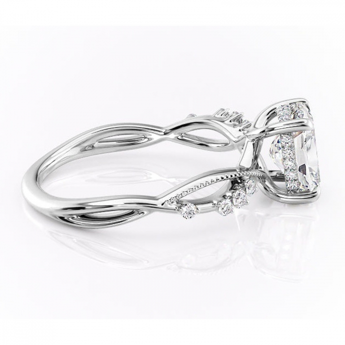 Inel de logodnă Crystal din aur Alb 14kt cu moissanite tăietură asscher – Pietre laterale rafinată pentru profil mediu | Personalizează și configurează gratuit online [2]