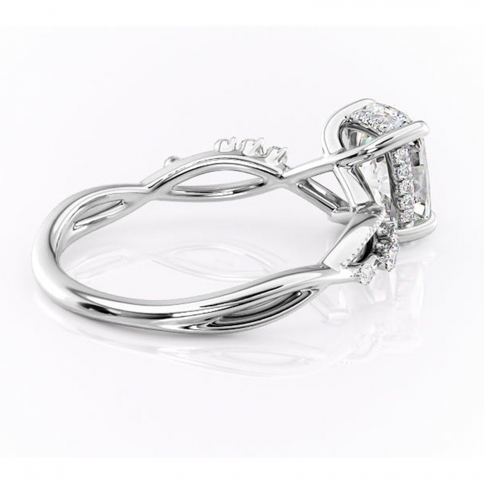 Inel de logodnă Crystal din aur Alb 14kt cu moissanite tăietură asscher – Pietre laterale rafinată pentru profil mediu | Personalizează și configurează gratuit online [3]