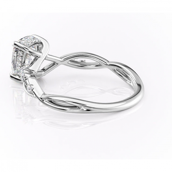 Inel de logodnă Crystal din aur Alb 14kt cu moissanite tăietură asscher – Pietre laterale rafinată pentru profil mediu | Personalizează și configurează gratuit online [5]